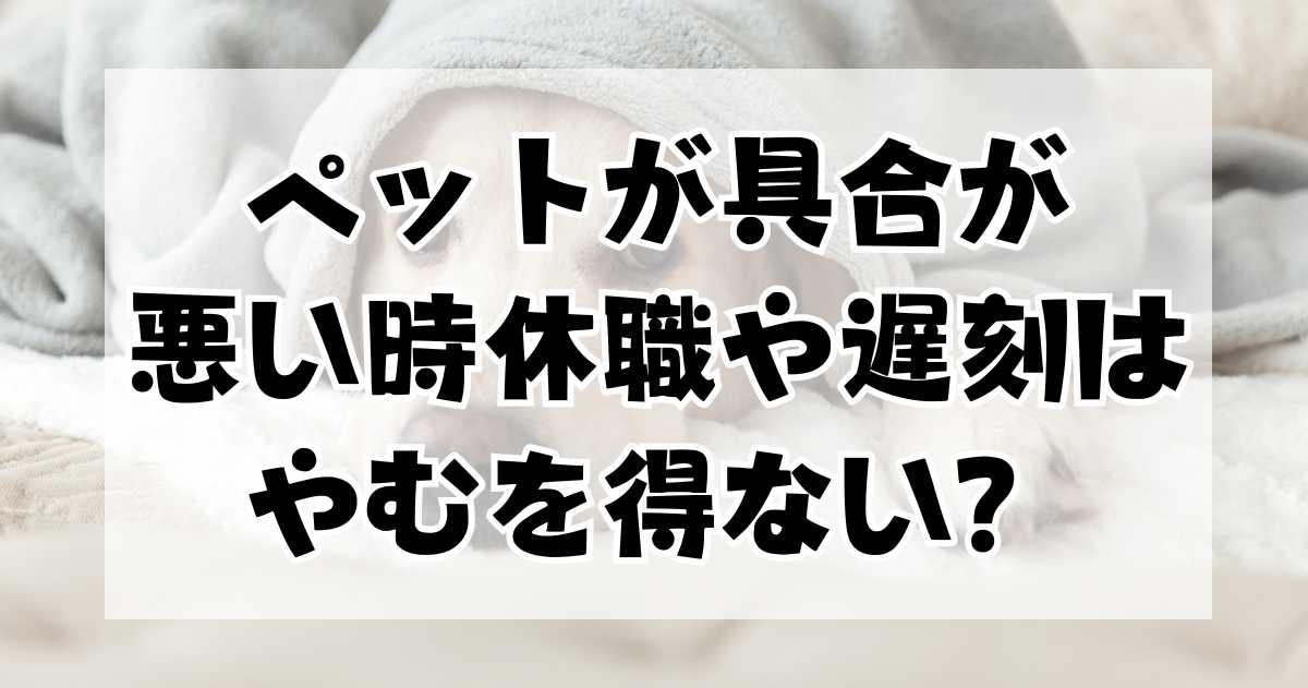 ペットが具合が悪い時、休職や遅刻はやむを得ない？それとも仕事を辞めるほどのこと？